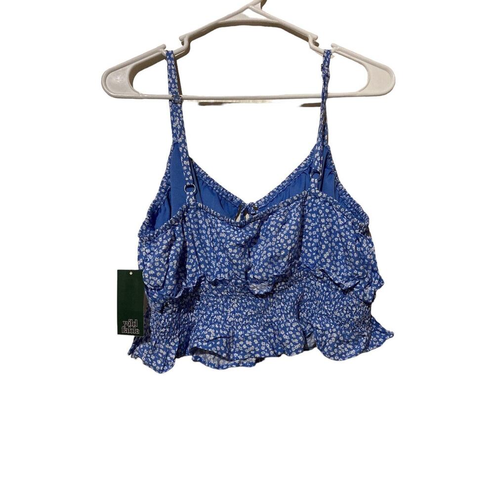 Wild Fable Cropped Blue & White Floral Sleeveless Top Shirt XL Woman XL‎ New